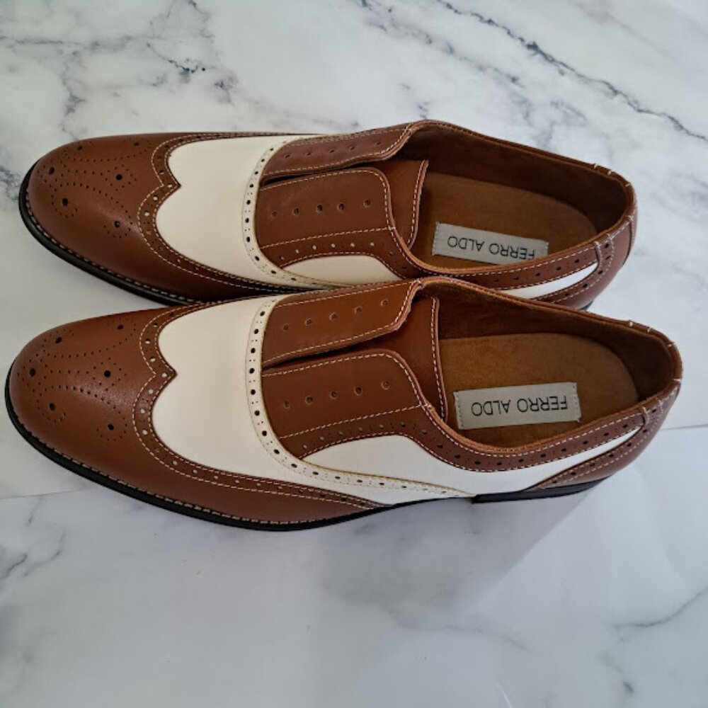 Men's Arthur Ferro Aldo Dress shoes oxfords brown and white size 10.5 - Picture 2 of 7